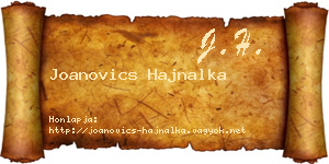 Joanovics Hajnalka névjegykártya